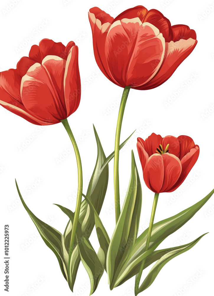Beautiful red tulips arranged elegantly in a simple display against a light background Beautiful red tulips arranged elegantly in a simple display against a light background