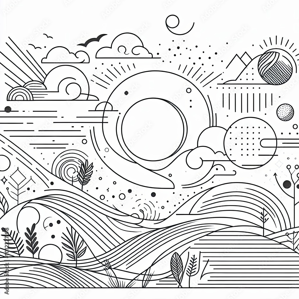 LANDSCAPE Outline aesthetics space, nature and city for web design and decoration LANDSCAPE Outline aesthetics space, nature and city for web design and decoration