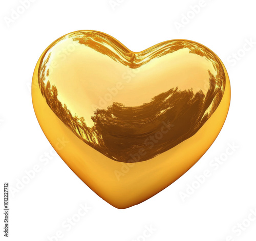 Golden heart design with intricate swirls and a glossy finish set against a p...