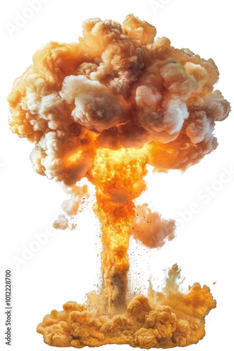 Massive explosion creates a towering fireball and smoke cloud in remote area ...