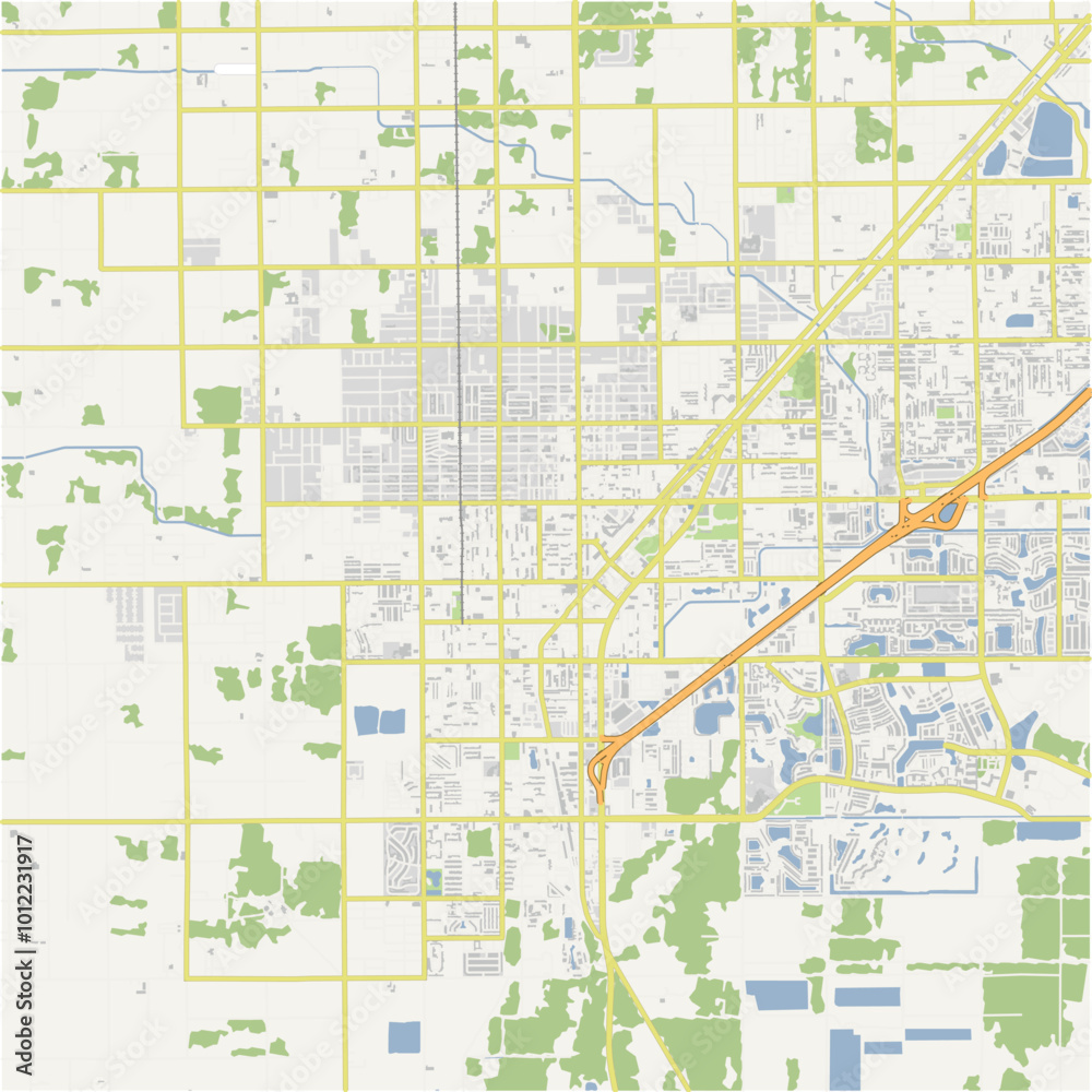 Naklejka premium Map of Homestead in Florida in a normal road map style. Contains layered vector with roads water, parks, etc.