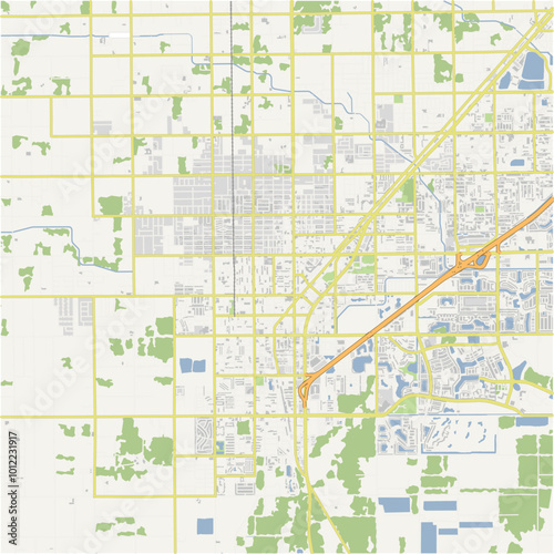 Map of Homestead in Florida in a normal road map style. Contains layered vector with roads water, parks, etc.