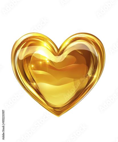 A shimmering golden heart design with smooth curves and a radiant finish on a...