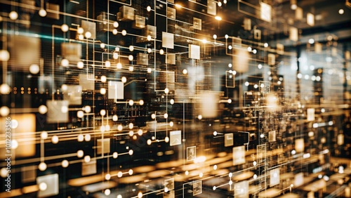Abstract technology network with glowing nodes and lines. Modern and sophisticated background for banners, posters and social media.