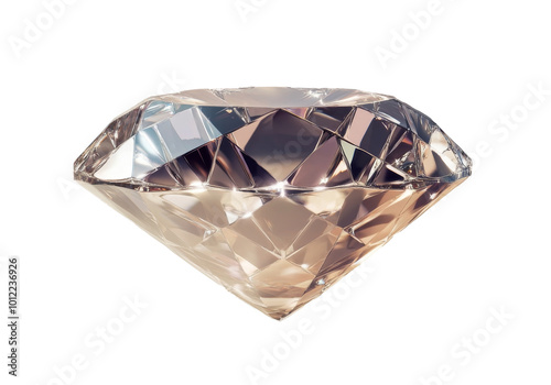 A stunning diamond sparkles brilliantly, capturing light at an elegant angle