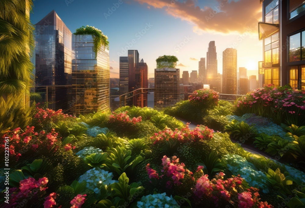 lush colorful plant life flourishing within modern urban showcasing innovative green designs urban landscaping techniques, greenery, ecosystem, nature lush colorful plant life flourishing within modern urban showcasing innovative green designs urban landscaping techniques, greenery, ecosystem, nature