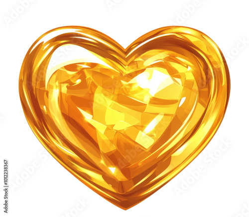 A shimmering golden heart design with smooth curves and a radiant finish on a...