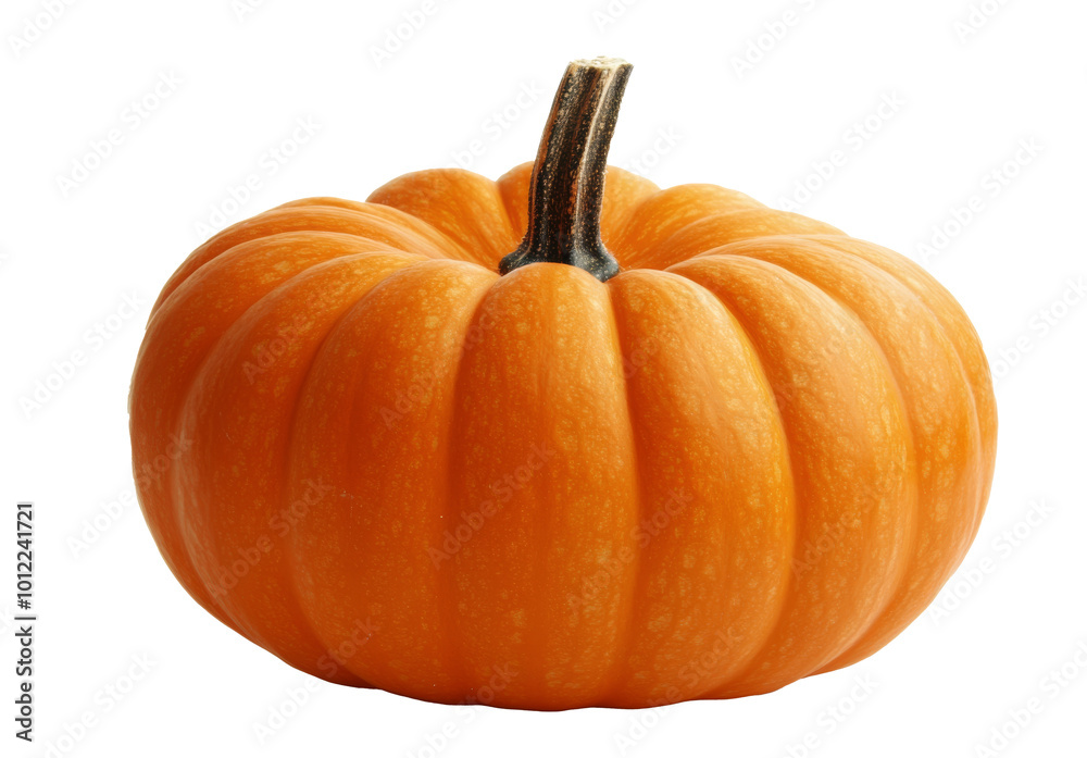 Fototapeta premium Bright orange pumpkin on a white background, ideal for autumn decorations or cooking