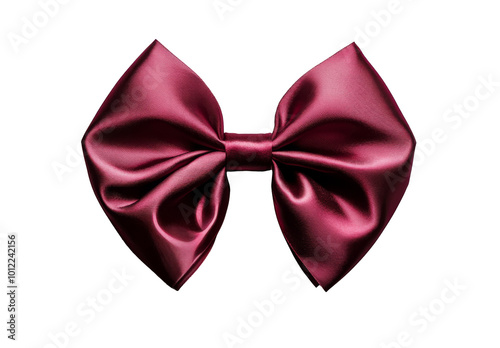 Elegant burgundy satin ribbon bow on a clean background perfect for decoratio...