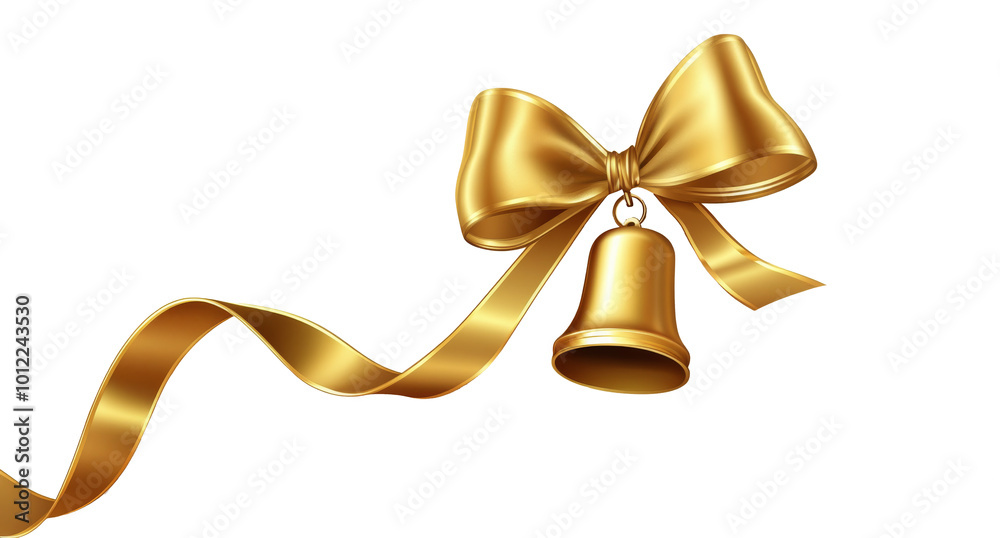 Decorative golden bell with a ribbon for festive celebrations and special occasions Decorative golden bell with a ribbon for festive celebrations and special occasions