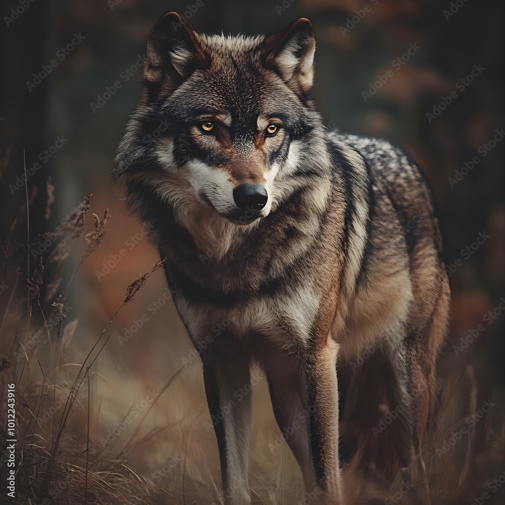 Obraz premium evil wolf standing in the forest