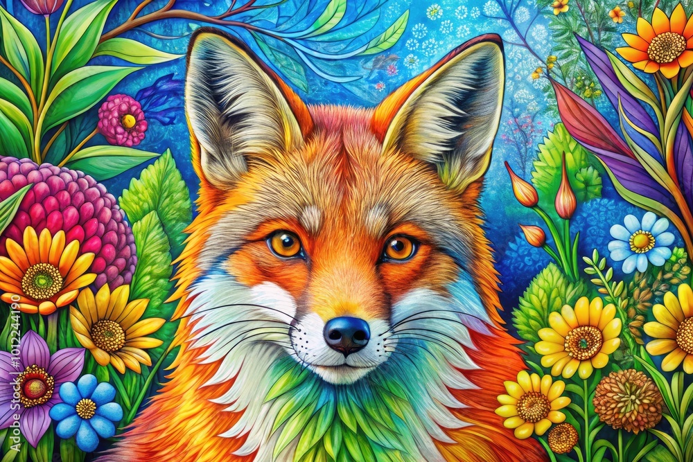 Fototapeta premium Fun and Creative Fox Coloring Pages Printable for Kids and Adults to Enjoy and Express Their Artistry