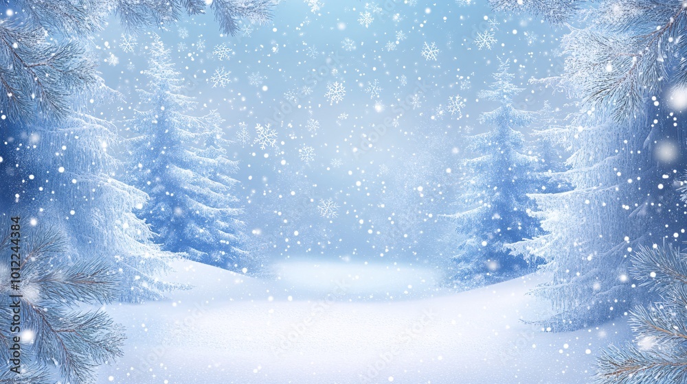 an outdoor snowy Christmas themed background with space in the middle to place a product for an advertisment an outdoor snowy Christmas themed background with space in the middle to place a product for an advertisment