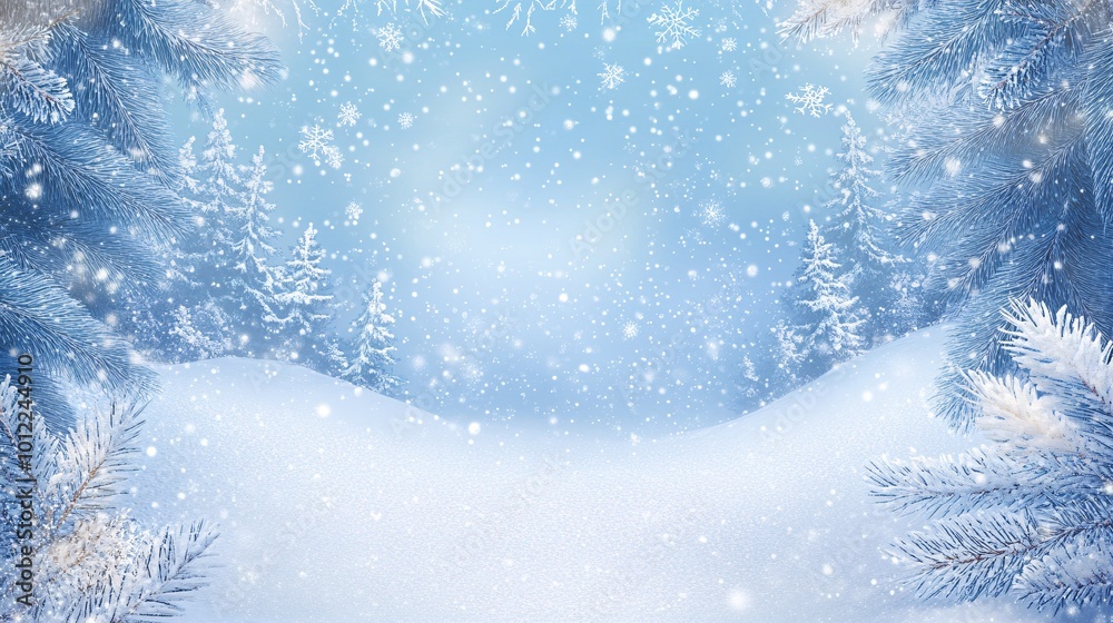 an outdoor snowy Christmas themed background with space in the middle to place a product for an advertisment an outdoor snowy Christmas themed background with space in the middle to place a product for an advertisment