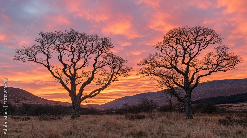 Silhouettes of Trees at Dawn