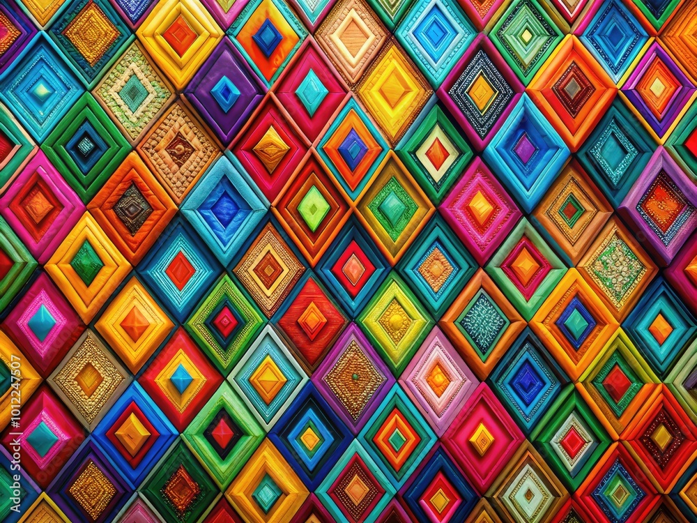 Geometric Shapes Collection: Rhombus and Trapezium Featuring Colorful Patterns and Textures Geometric Shapes Collection: Rhombus and Trapezium Featuring Colorful Patterns and Textures