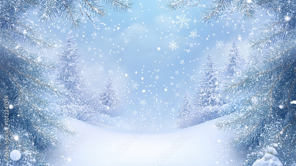 an outdoor snowy Christmas themed background with space in the middle to place a product for an advertisment an outdoor snowy Christmas themed background with space in the middle to place a product for an advertisment