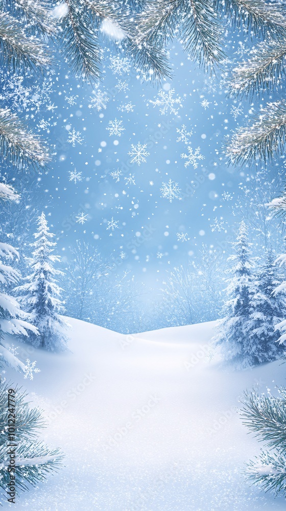 an outdoor snowy Christmas themed background with space in the middle to place a product for an advertisment an outdoor snowy Christmas themed background with space in the middle to place a product for an advertisment
