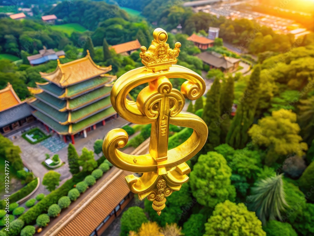 Fototapeta premium Glimmering Gold Element Symbol on a Luxurious Background Representing Wealth and Prosperity
