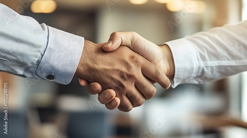 Close-up of two hands shaking, symbolizing agreement and partnership.