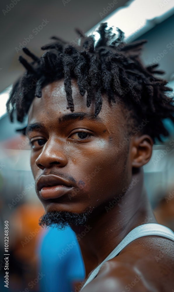 A close-up portrait of a man with dreadlocks. AI. A close-up portrait of a man with dreadlocks. AI.
