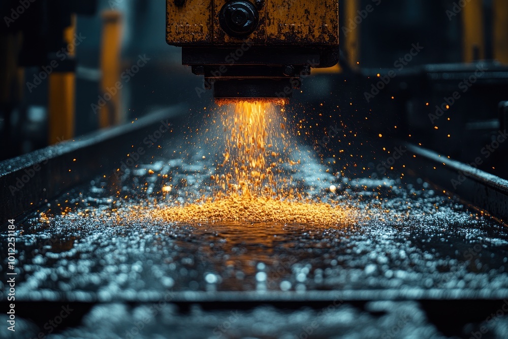 Close-up of a welding machine sparks flying during operation. Close-up of a welding machine sparks flying during operation.