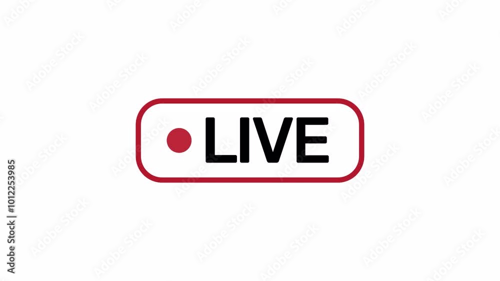 A simple and modern 'Live' motion design with a red dot in a rounded red rectangle. Perfect for websites, social media, and broadcast graphics. A simple and modern 'Live' motion design with a red dot in a rounded red rectangle. Perfect for websites, social media, and broadcast graphics.