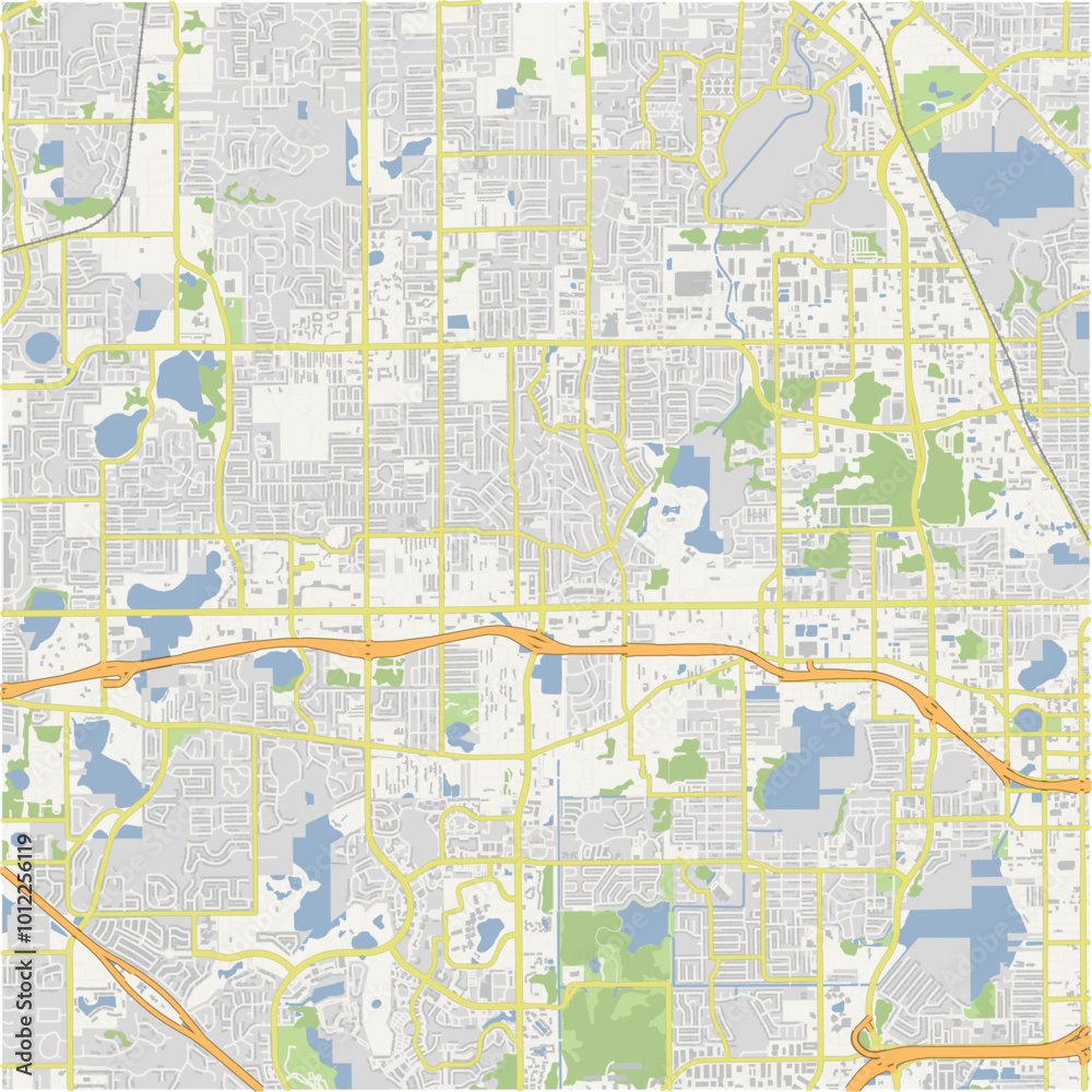Fototapeta premium Map of Pine Hills in Florida in a normal road map style. Contains layered vector with roads water, parks, etc.