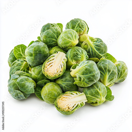 Brussels sprouts on white background