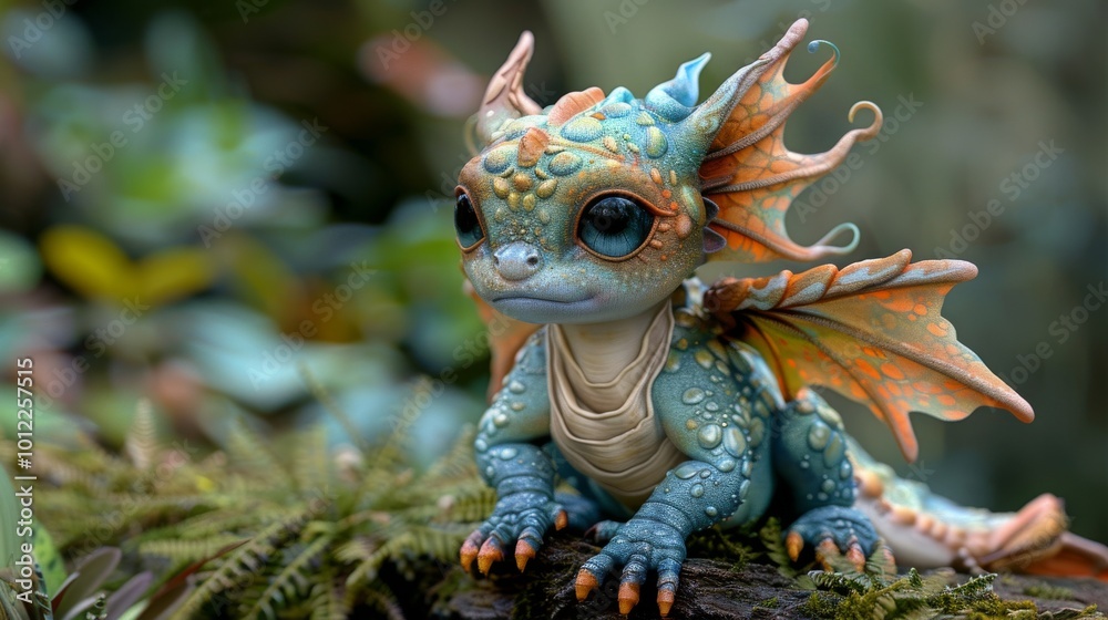 Fototapeta premium cute blue fairytale creature