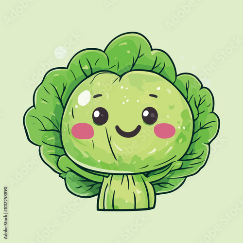 A green cabbage cartoon Illustration