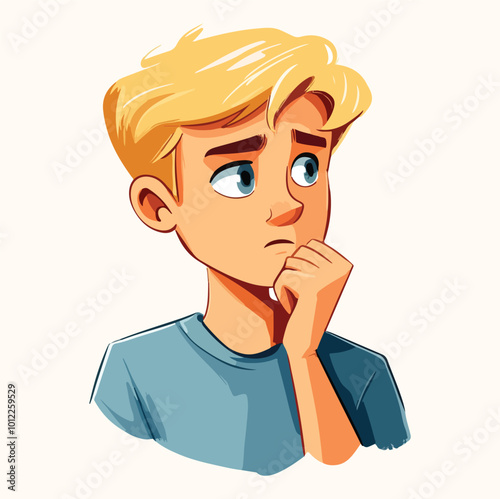 A boy with confuses posture concept illustration