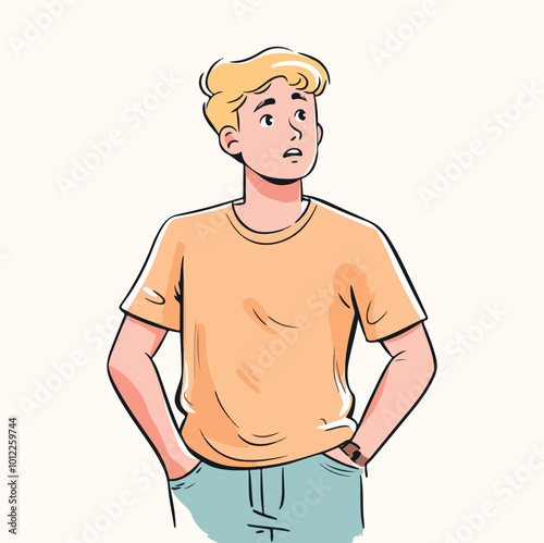 A boy with confuses posture concept illustration