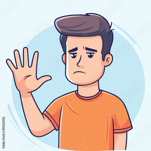 A confuses man with hands up posture illustration