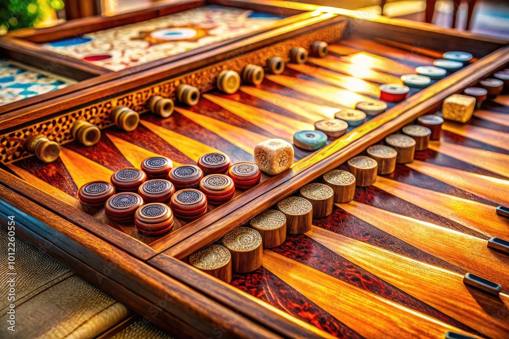 Naklejka premium High-Quality Backgammon Board Images for Game Lovers, Enthusiasts, and Cultural Appreciation Projects