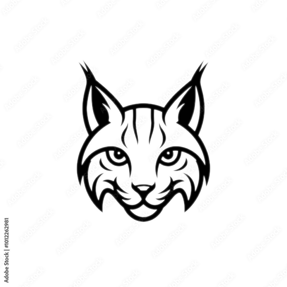 logo featuring a sleek and stylized black cat head against a without background. Ai generated