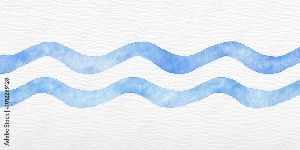 Obraz premium A flowing blue watercolor paint splash on a textured white background.