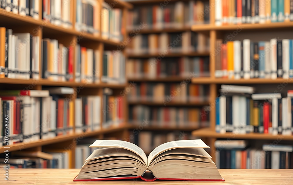 Wide book shelves with blurry effect on book cover
Wide book shelves with blurry effect on book cover