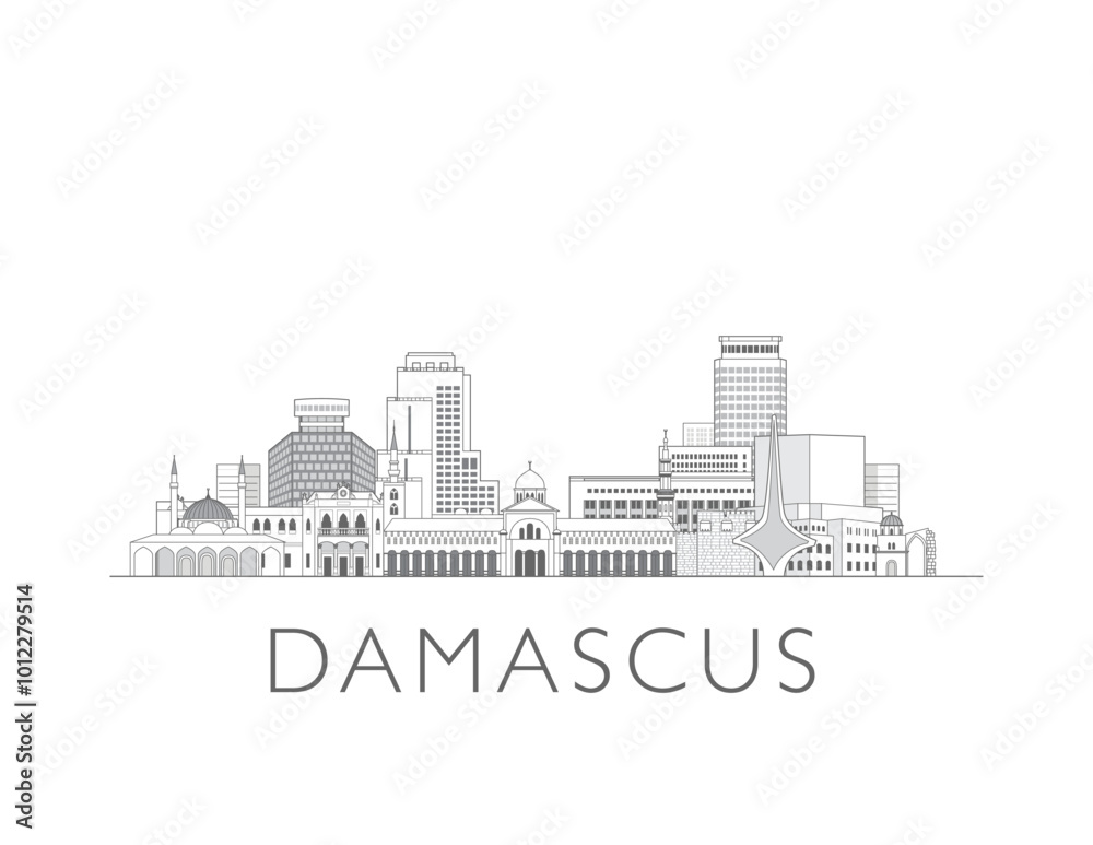Naklejka premium Damascus skyline cityscape vector illustration