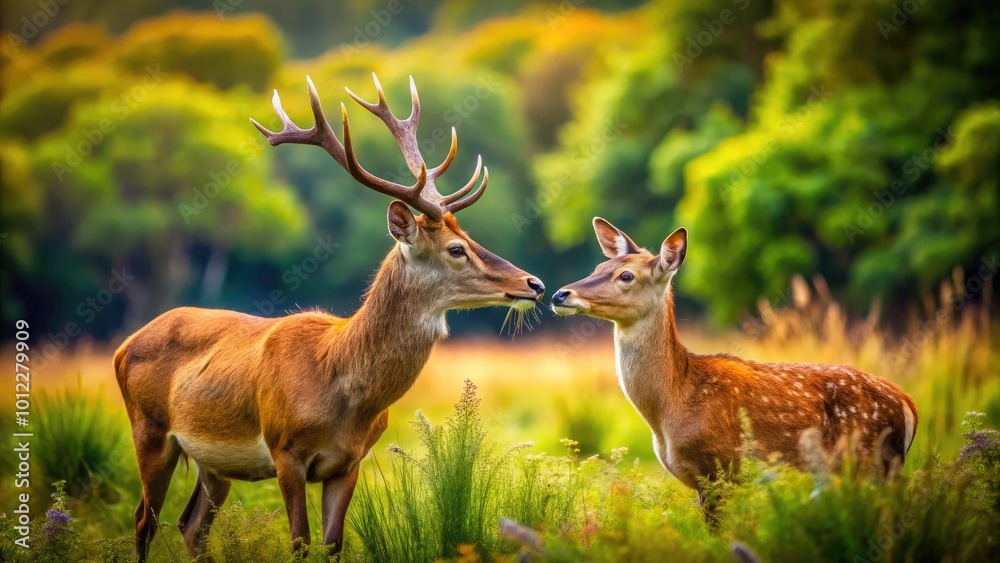 Fototapeta premium Intimate Connection Between Two Creatures in a Natural Setting, Showcasing Nature's Reproductive Cycle