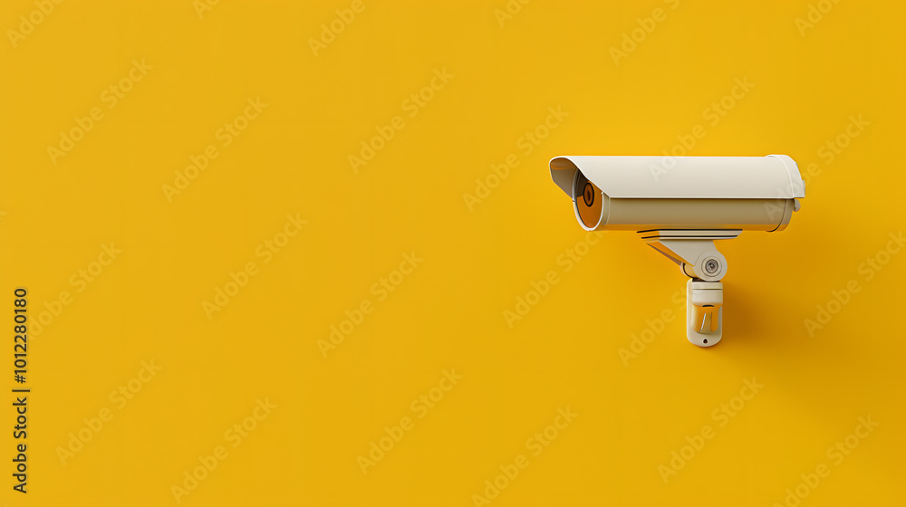 Contemporary Security Camera on Yellow Wall | Modern Surveillance Technology with Bold and Minimalist Design Contemporary Security Camera on Yellow Wall | Modern Surveillance Technology with Bold and Minimalist Design