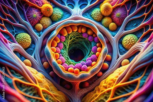 Intricate Gastrovascular Cavity of an Organism Showcasing Biological Structure and Functionality photo