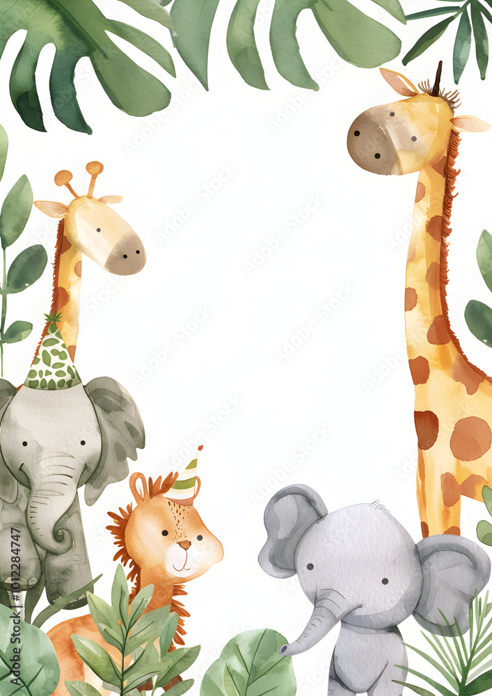 Naklejka premium Cute animal frame border