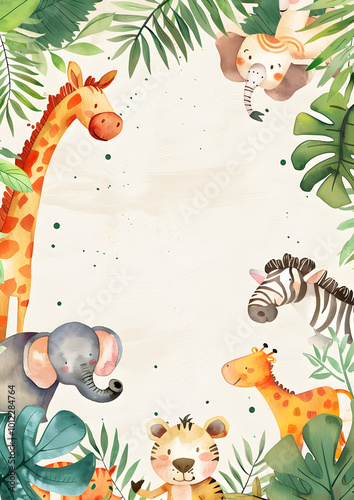 Cute animal frame border