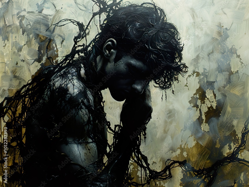 Surreal Figure in Black and White - A Study of Melancholy Surreal Figure in Black and White - A Study of Melancholy