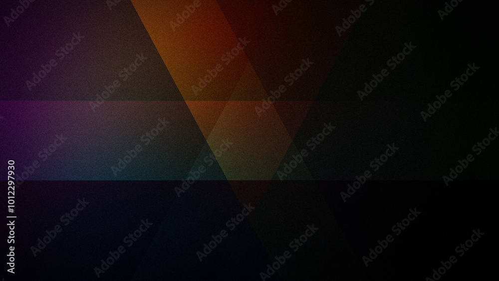 Obraz premium A dark geometric abstract background blending deep shades of purple, orange, and black, with grainy texture and intersecting shapes, perfect for banners and wallpapers
