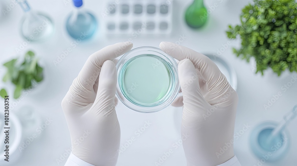 Scientist setting up experiments with precision in a laboratory, with various instruments and samples around, reflecting scientific methodology photography