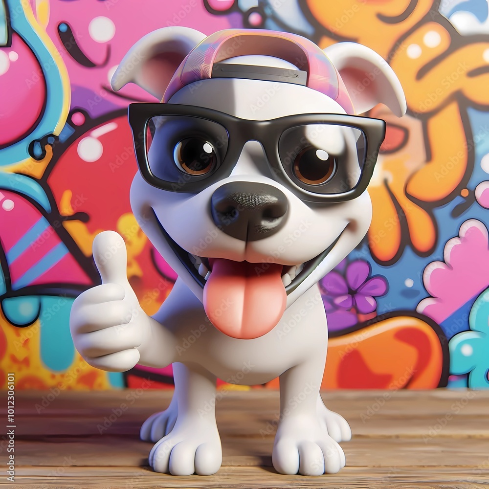 3D lustiger Hund Daumen hoch 3D lustiger Hund Daumen hoch