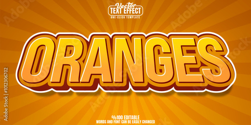 Oranges editable text effect, customizable fruit and citrus 3d font style