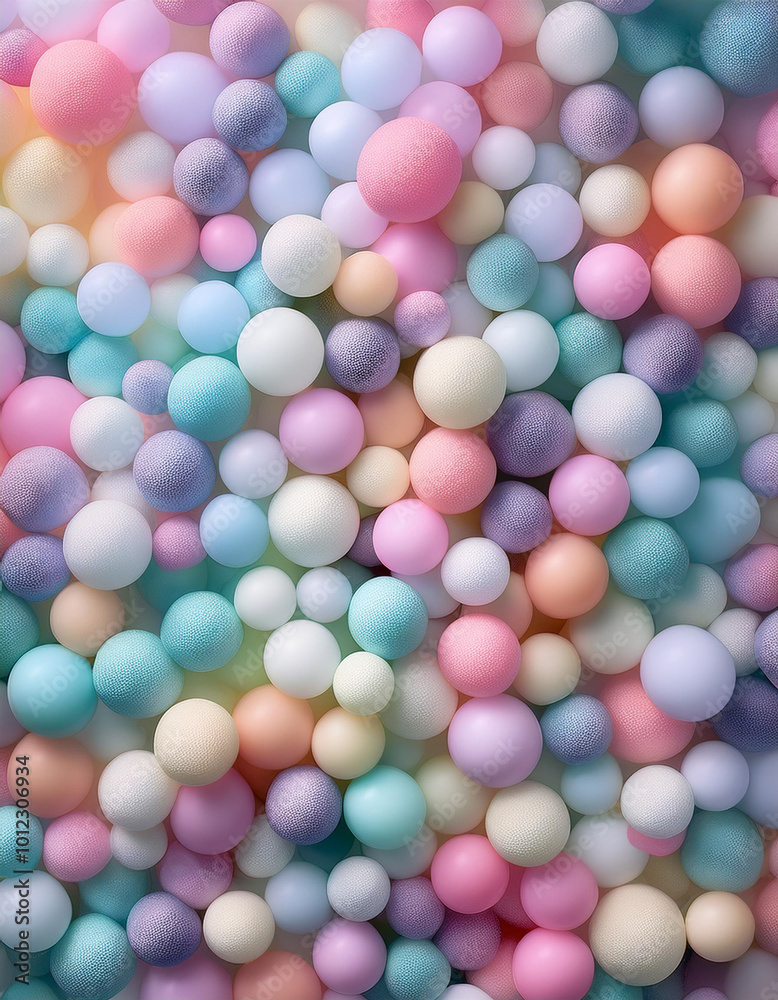 Many bright random pastel colored soft balls background. Colorful balls background for kids zone or children's playroom. Top view of huge pile of colorful balls in different sizes. Vector illustration Many bright random pastel colored soft balls background. Colorful balls background for kids zone or children's playroom. Top view of huge pile of colorful balls in different sizes. Vector illustration